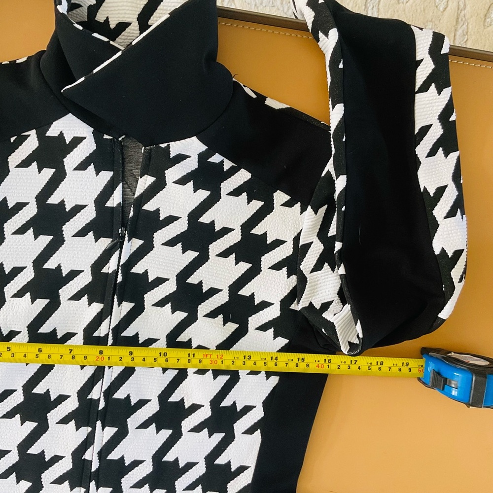 Joseph Ribkoff Veston Textured Black and White Houndstooth Jacket, - Picture 7 of 11
